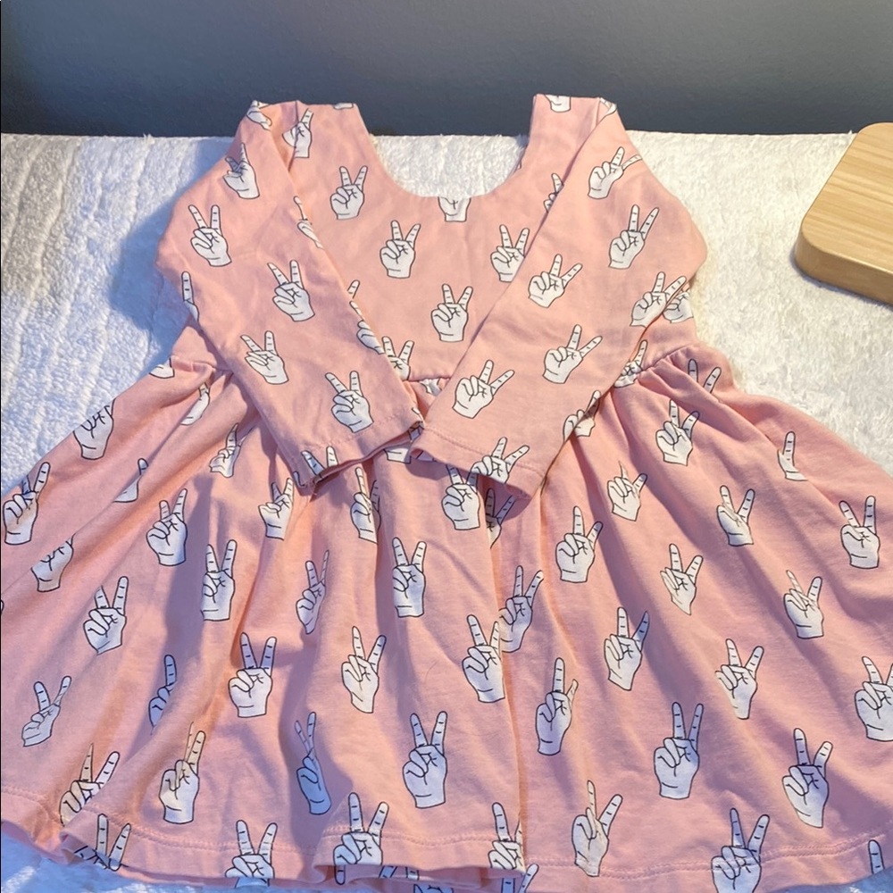 Monica + Andy Pink Dress with Peace Sign